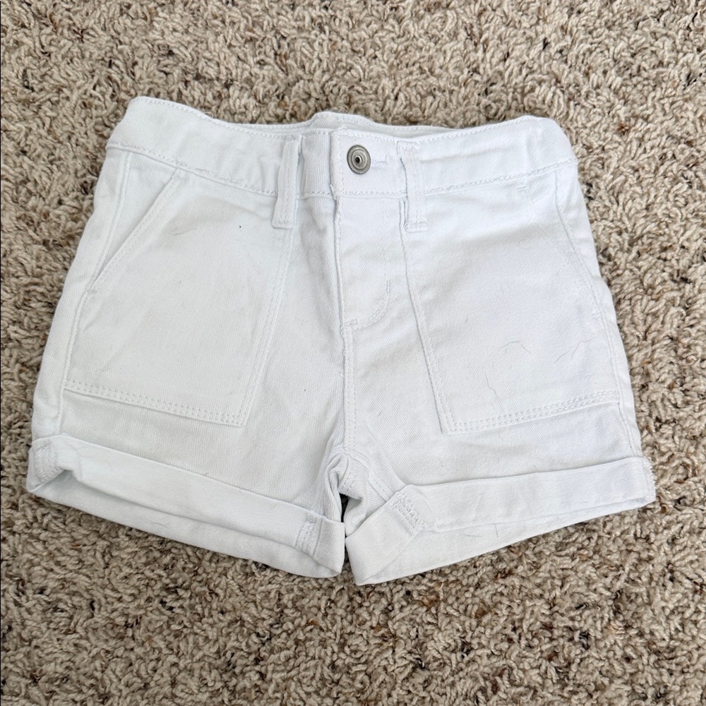 Girls White Denim Shorts